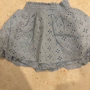 Smocked Waist Light Blue Eyelet Girls' Skirt